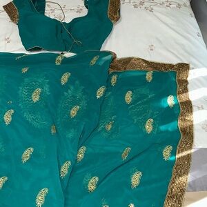 Emerald/Peacock Green Sari
